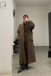 AVIVA JIFEI XUE Oversized long coat with detachable vest AJX-FW22-OLC-BR-SHENZONG Dark Brown FW22-OLC-BR
